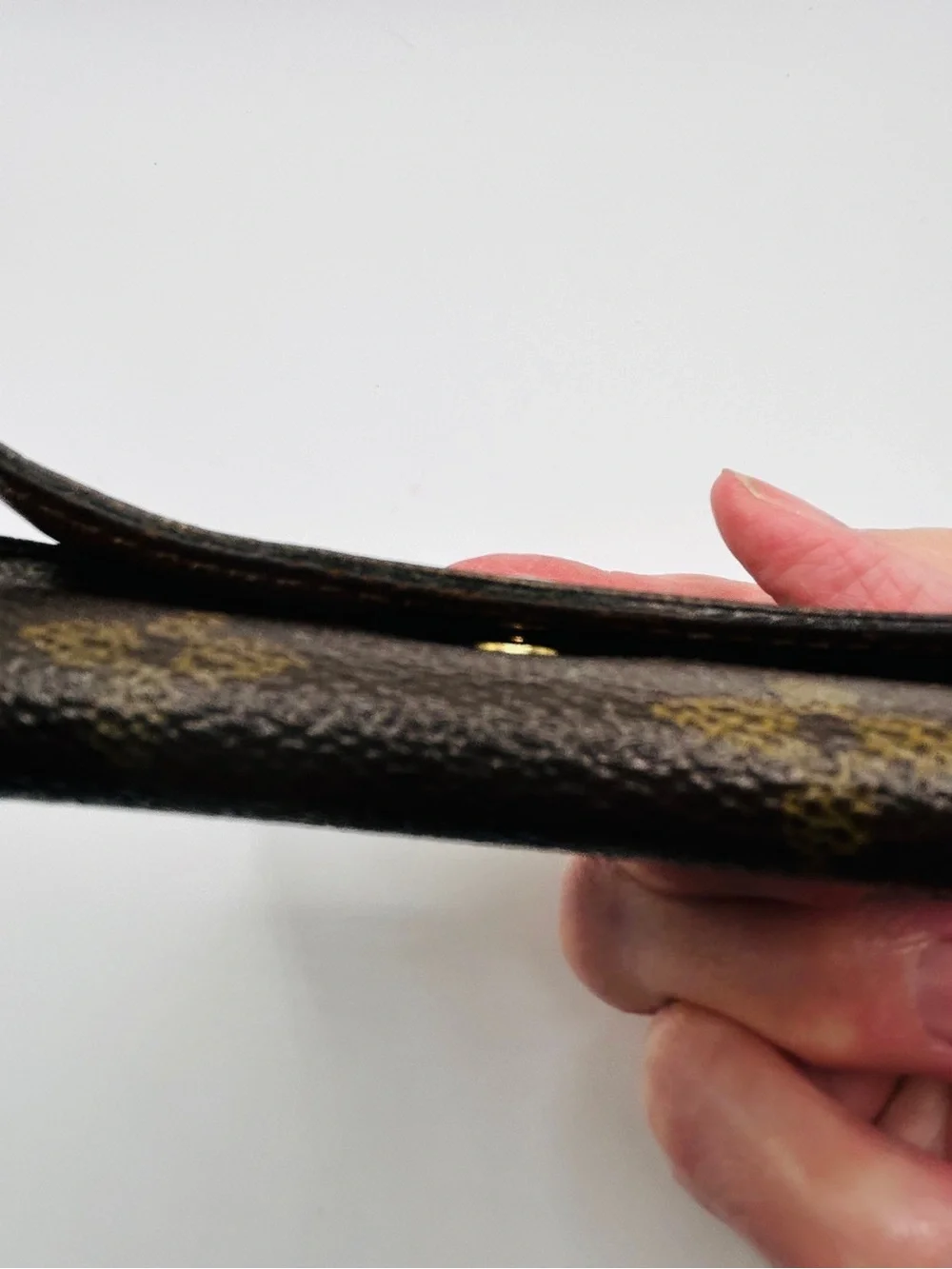 Louis Vuitton Monogram Key Pouch in Dark Brown with Gold Snap good condition